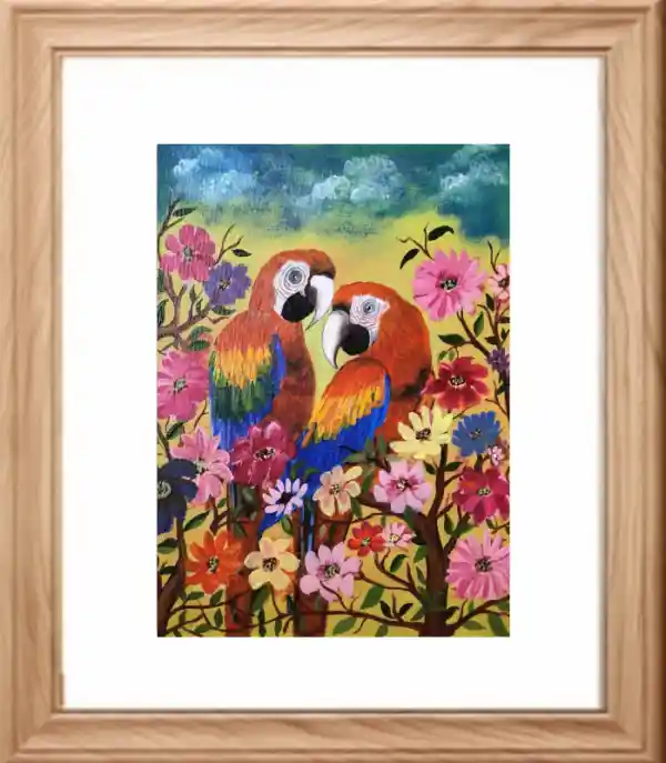 Parrot macaw CP401 canvas buddha painting